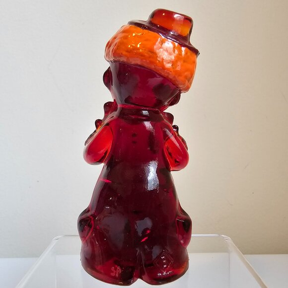 Boyd Art Glass Chuckles the Clown Hand Painted Ruby Red UV Reactive Vintage 4" - Picture 4 of 8